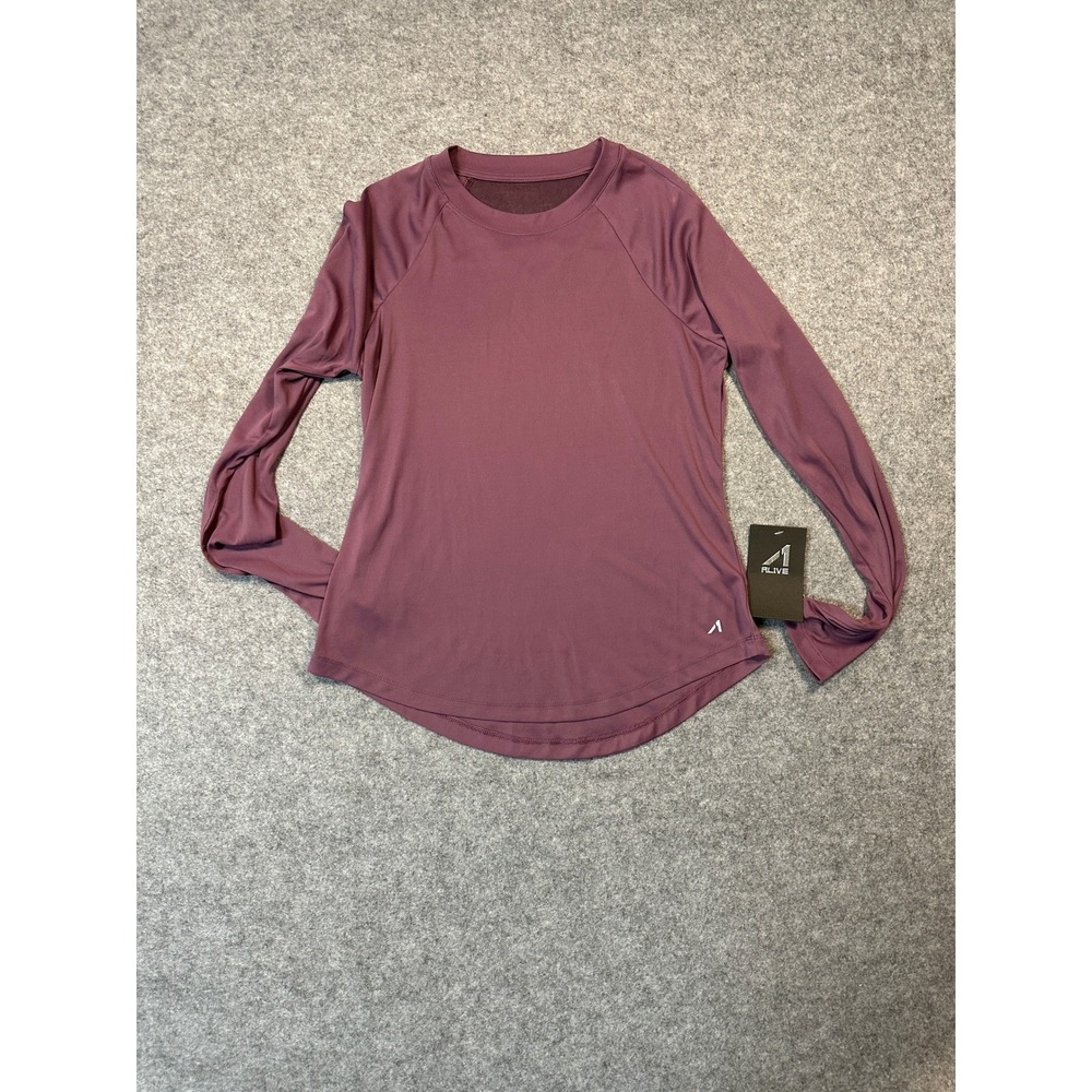 AL1VE Womens Long Sleeve Active Top Plum Ash Mesh Back AL4216 Small NWT